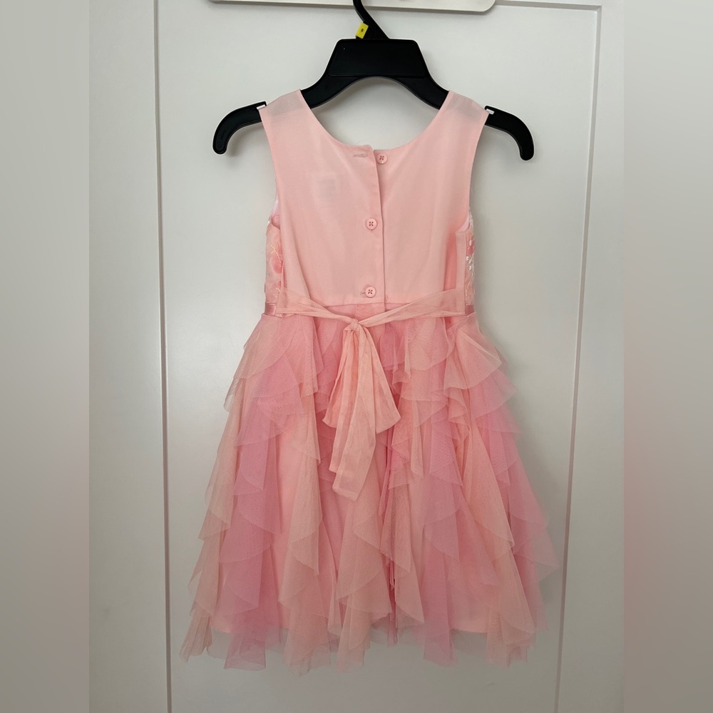 Joan Michelle Girls Pink Tulle Lace Floral Embroidered Party Dresses - Picture 6 of 10